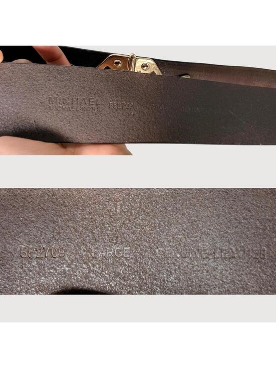 Michael Kors Brown Leather Gold Hardware Statement Belt - L main image 4